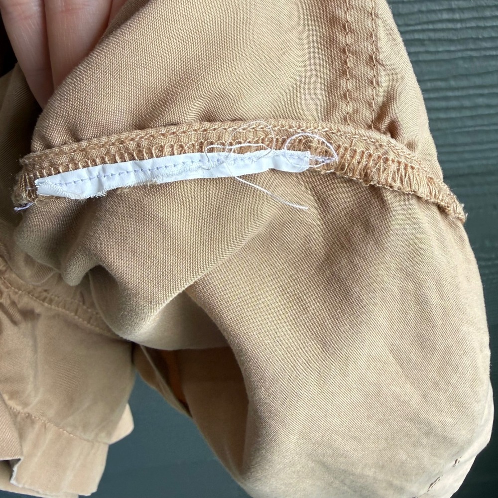 Aerie Tie Strap Romper Beige Utility Pocket Sleeveless Women's Large Cargo - Picture 7 of 10